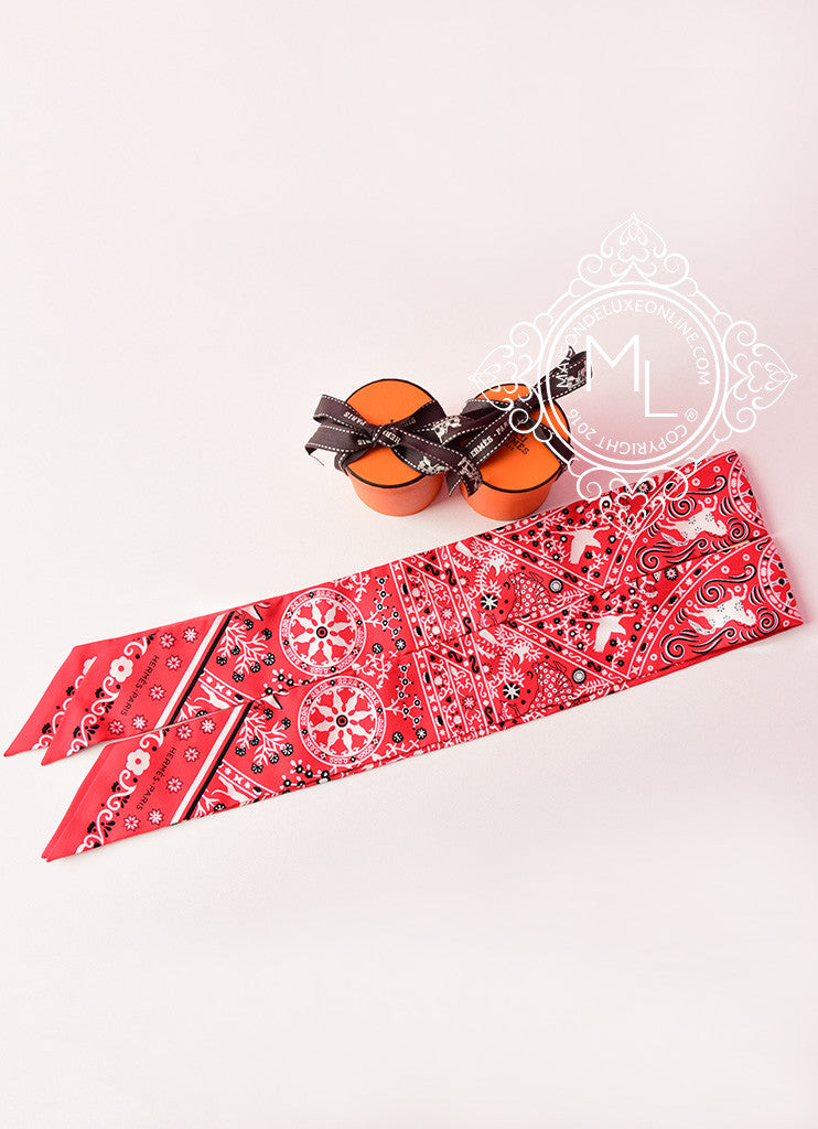 Hermes Peuple du Vent Bandana Red Black White Twilly