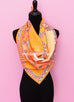 Hermes "Robe du Soir" Peach Twill Silk 90 cm Scarf