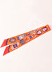 Hermes Carré en Boucles Orange / Vermillon / Gris Twilly