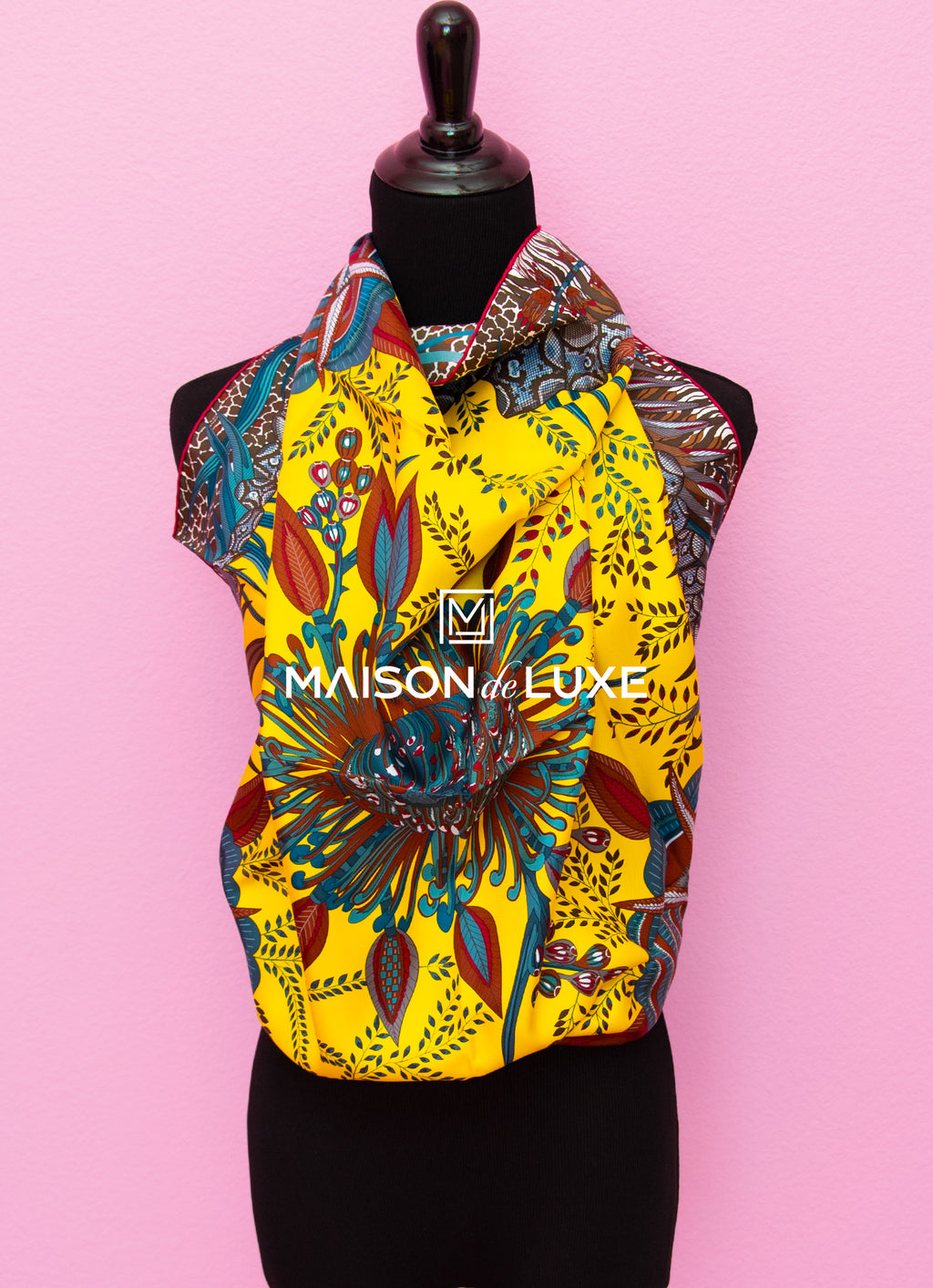 Hermes "Flowers of South Africa" Yellow Twill Silk 90 cm Scarf