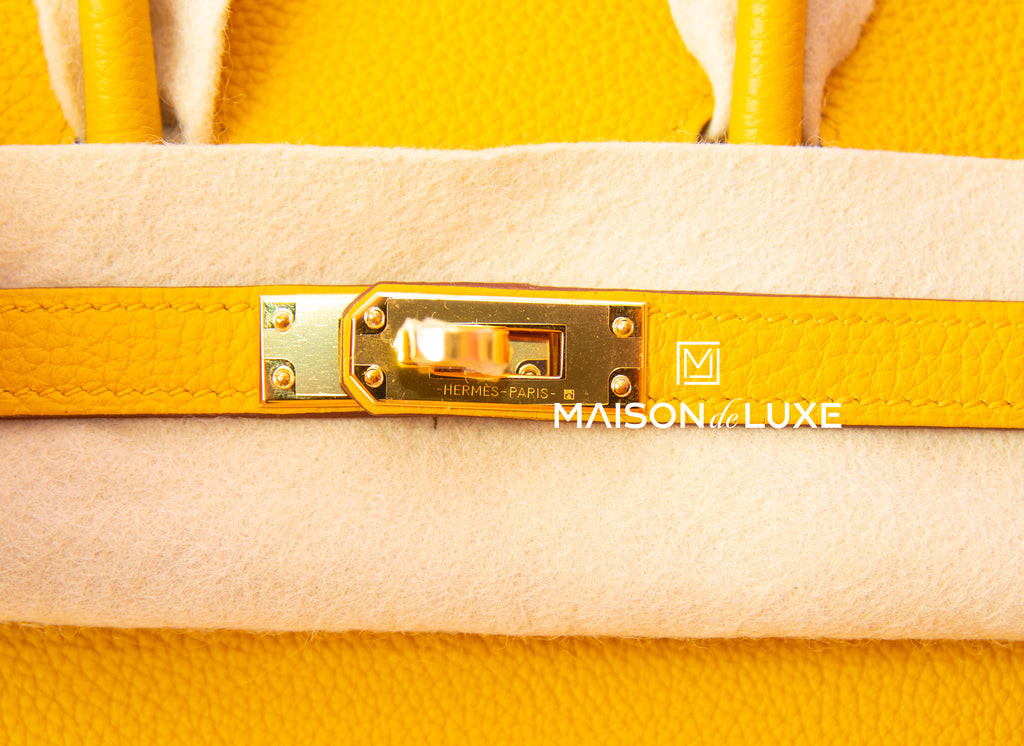 Hermes Birkin Bag 30cm Jaune Ambre (Amber) Togo Gold Hardware