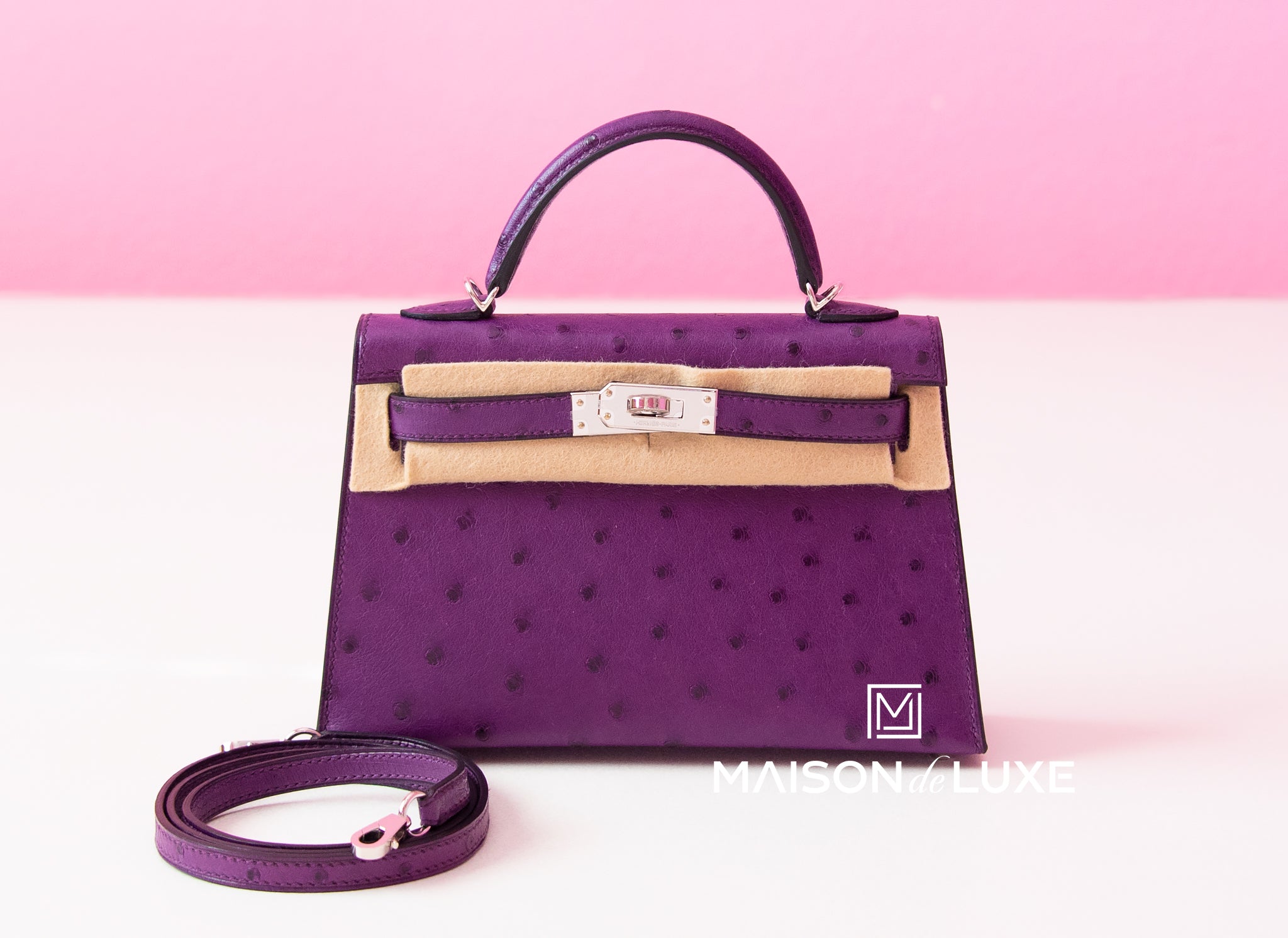 Hermès Mini Kelly Bag II Sellier 20cm Violet/Bleu Marine Chevre Leathe