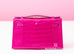 Hermes Rose Scheherazade Crocodile Mini Kelly Pochette Clutch