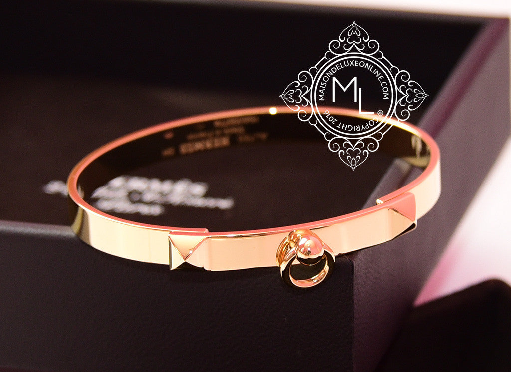 Hermes 18K Rose Gold Collier de Chien CDC Bangle ST Bracelet Cuff – MAISON  de LUXE