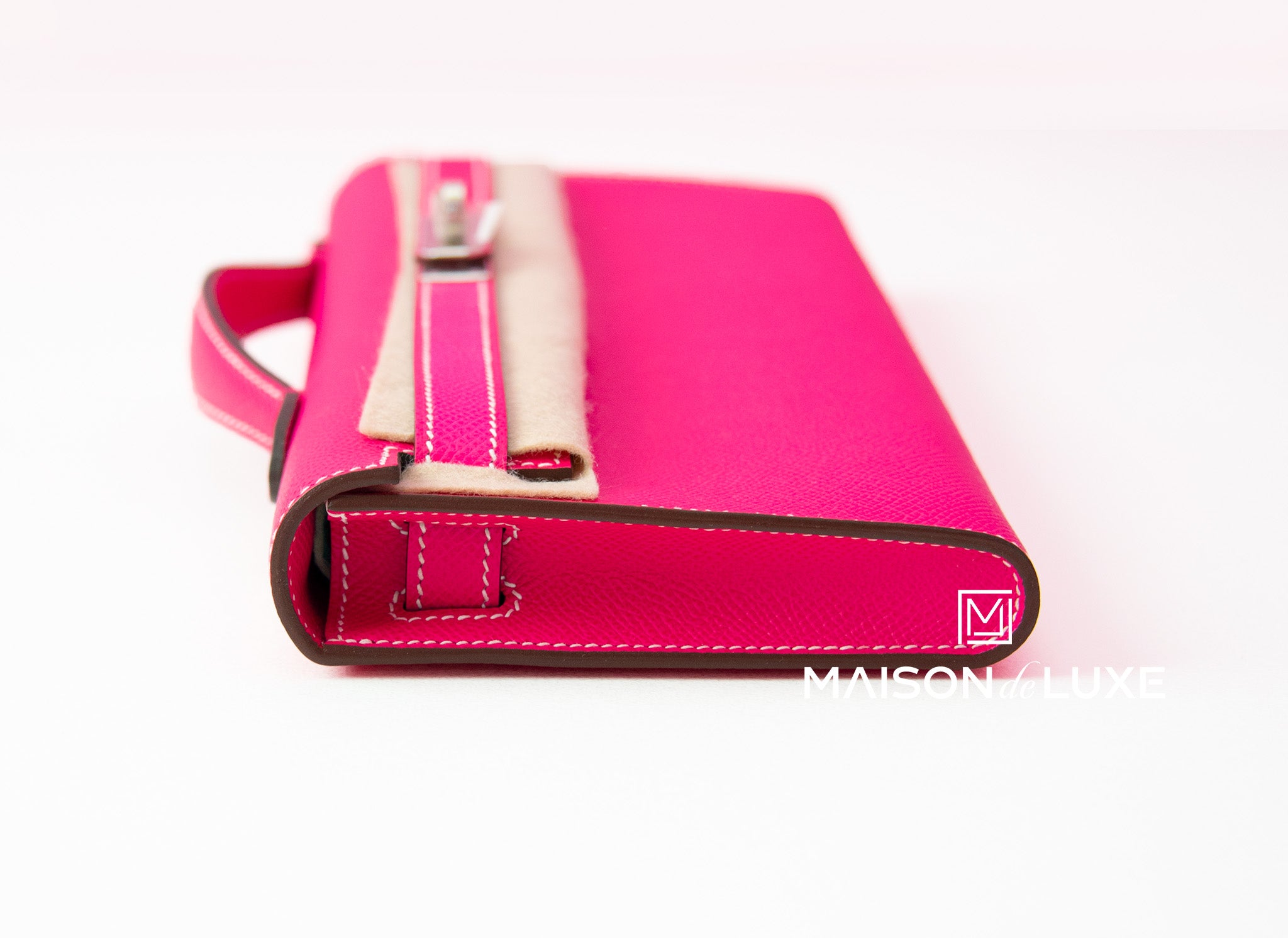 HERMES Epsom Kelly Pochette Clutch Rose Confetti 86947