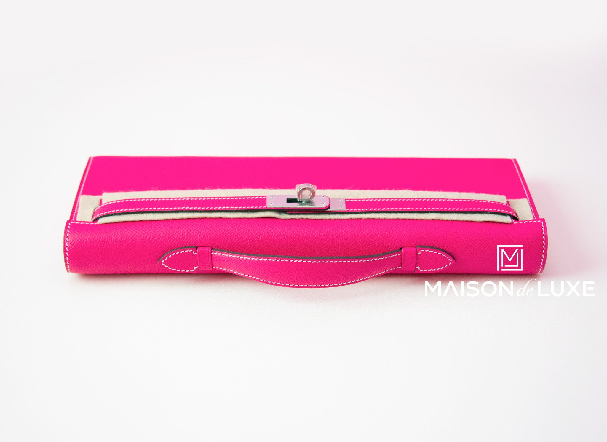 HERMES Epsom Kelly Pochette Clutch Rose Confetti 86947