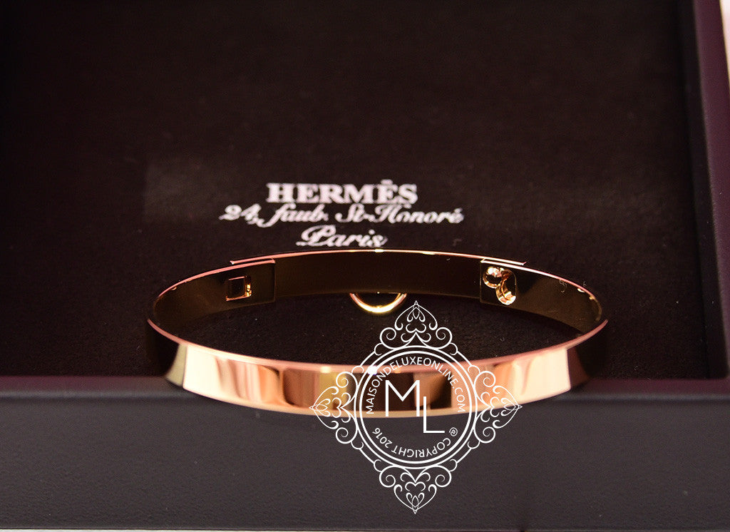 Hermes 18K Rose Gold Collier de Chien CDC Bangle ST Bracelet Cuff – MAISON  de LUXE