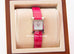 Hermes Diamond H Hour Heure Watch Raspberry Crocodile Strap