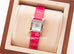 Hermes Diamond H Hour Heure Watch Raspberry Crocodile Strap