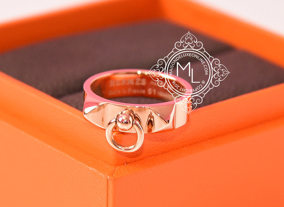 Hermes Rose Gold Collier de Chien CDC Ring 51