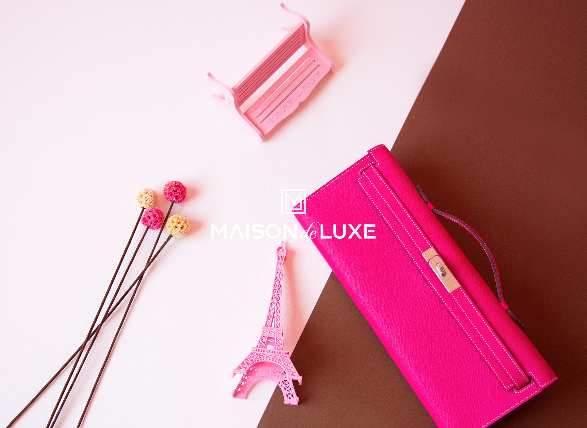 Hermes Rose Tyrien Pink Epsom Kelly Cut Pochette Mini Clutch – MAISON de  LUXE