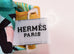 Hermes Light Blue Green Bow Tie Twilly