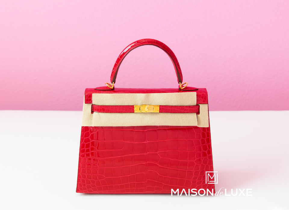 Hermes Birkin Bag 25cm Lipstick Red Braise Porosus Crocodile Gold Hardware