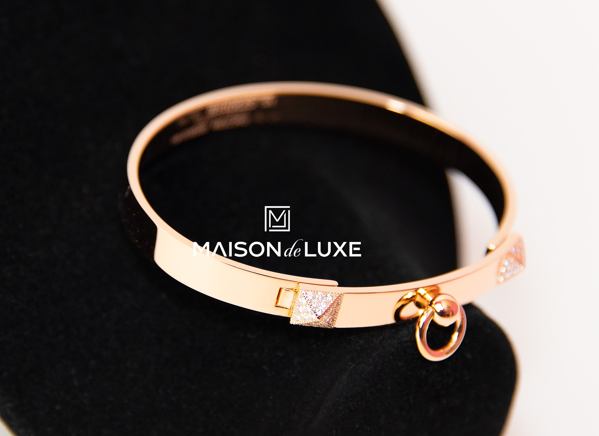 Hermes 18K Rose Gold Collier de Chien CDC Bangle ST Bracelet Cuff – MAISON  de LUXE