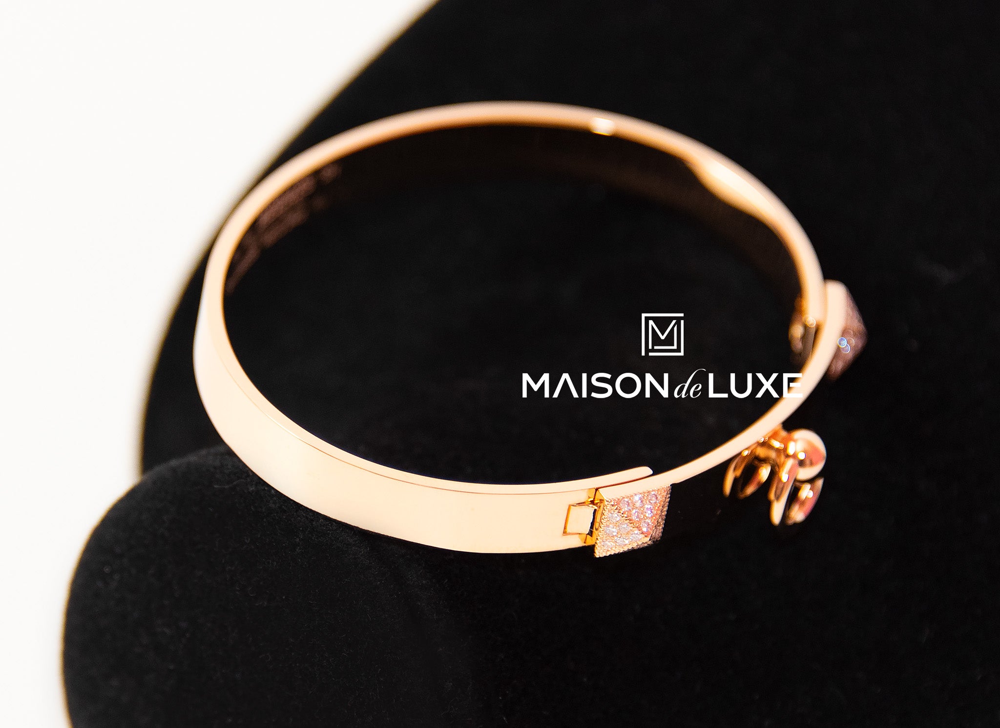 Hermes 18K Rose Gold Collier de Chien CDC Bangle ST Bracelet Cuff – MAISON  de LUXE