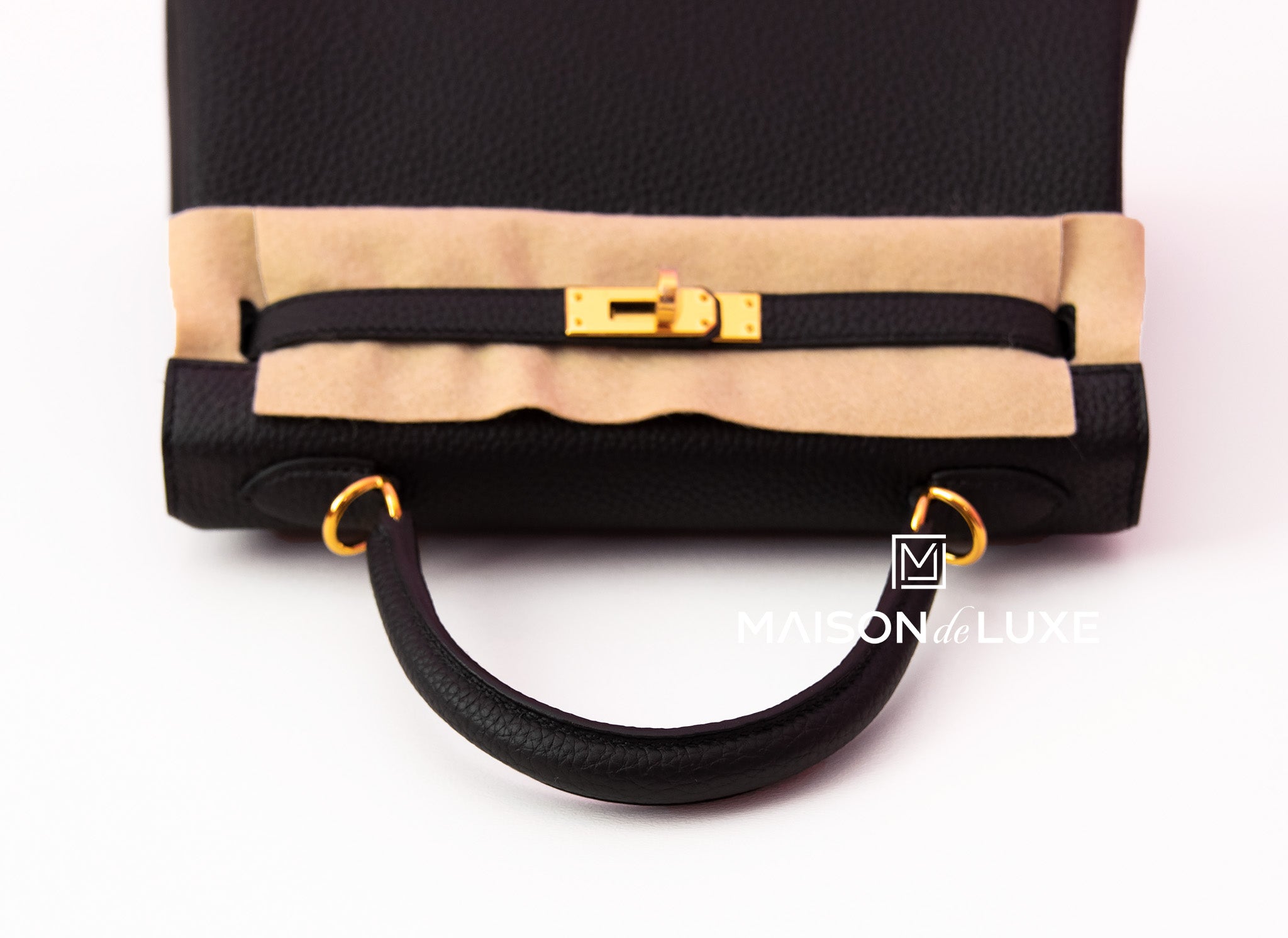 Hermès Kelly 25 Noir (Black) Togo Rose Gold Hardware RGHW — The