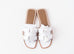 Hermes Womens White Oran Sandal Slipper 37.5 Shoes