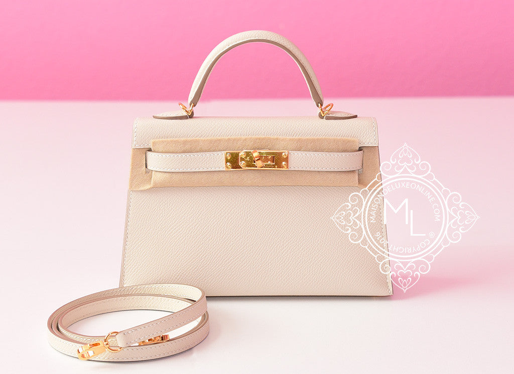 Hermes Craie GHW Epsom Mini Kelly II 20 cm - MAISON de LUXE