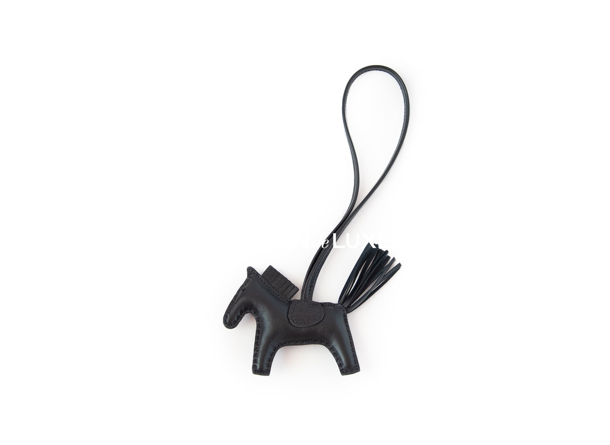 Hermes SO Black Horse Rodeo Lizard Touch Bag Charm PM – Madison