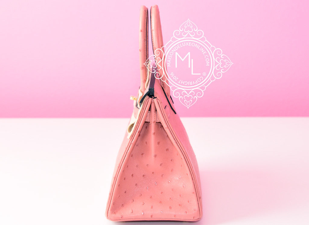 Hermes Rose Peach Pink Terre Cuite GHW Gold Ostrich Birkin 30 Handbag –  MAISON de LUXE