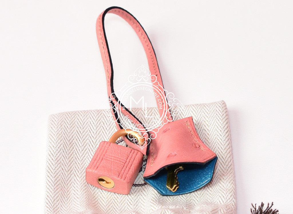 Hermes Pink Terre Cuite + Cobalt Blue Special Order Ostrich Birkin 30  Handbag - MAISON de LUXE