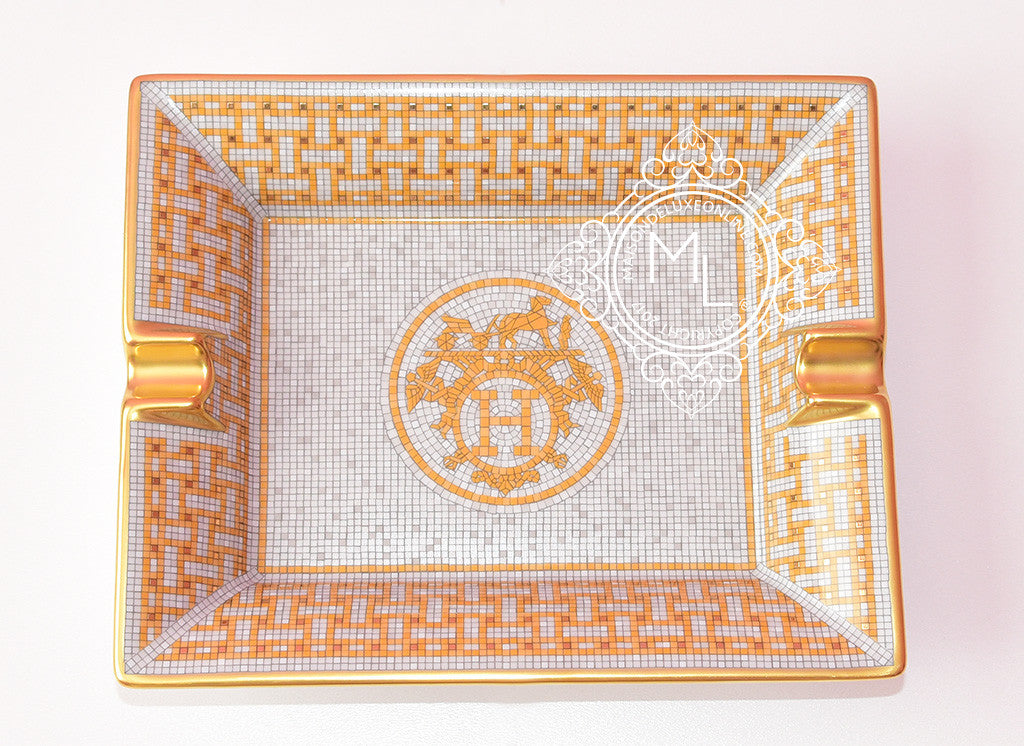 HERMES cigar case ashtray case Cigarette case Leather unisex