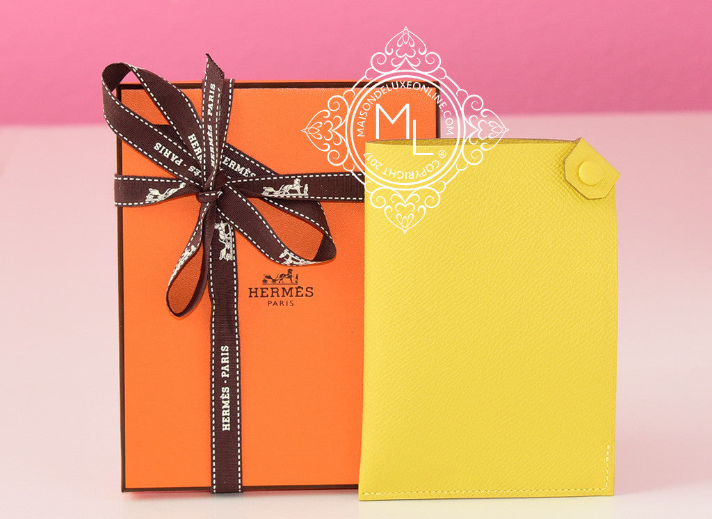 Hermes Lime Yellow Epsom Tarmac Passport Cover PM