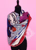 Hermes "Tatersale" Rouge H Cashmere 140 GM Shawl Scarf