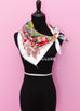 Hermes "Cache-cache Fleuri" White Twill Silk 90 cm Scarf