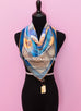 Hermes "Jeu des Omnibus Remix" Blue Twill Silk 90 cm Scarf