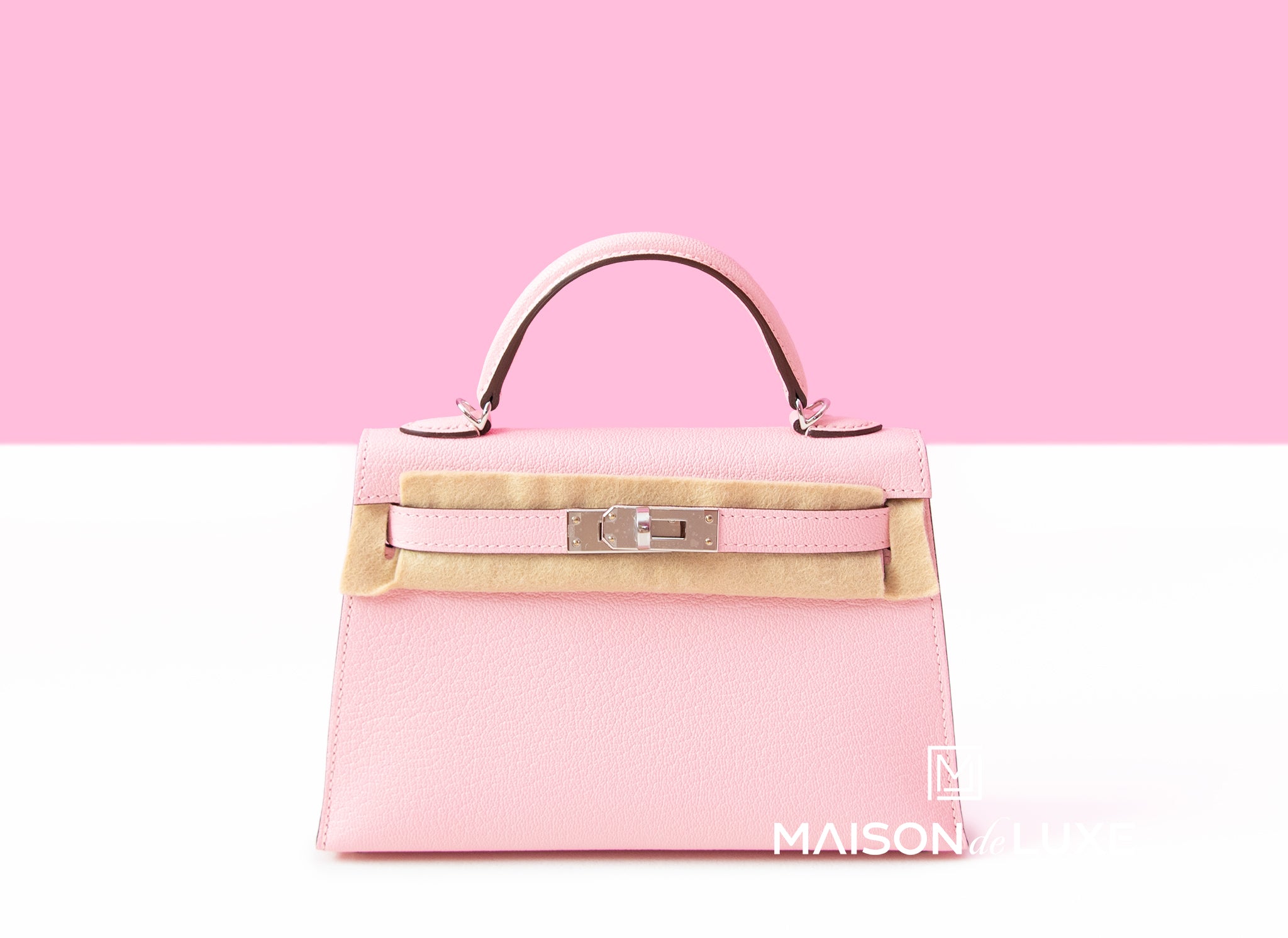 Hermes Rose Sakura PHW Chèvre Mini Kelly II 20 cm Bag Pochette Clutch –  MAISON de LUXE