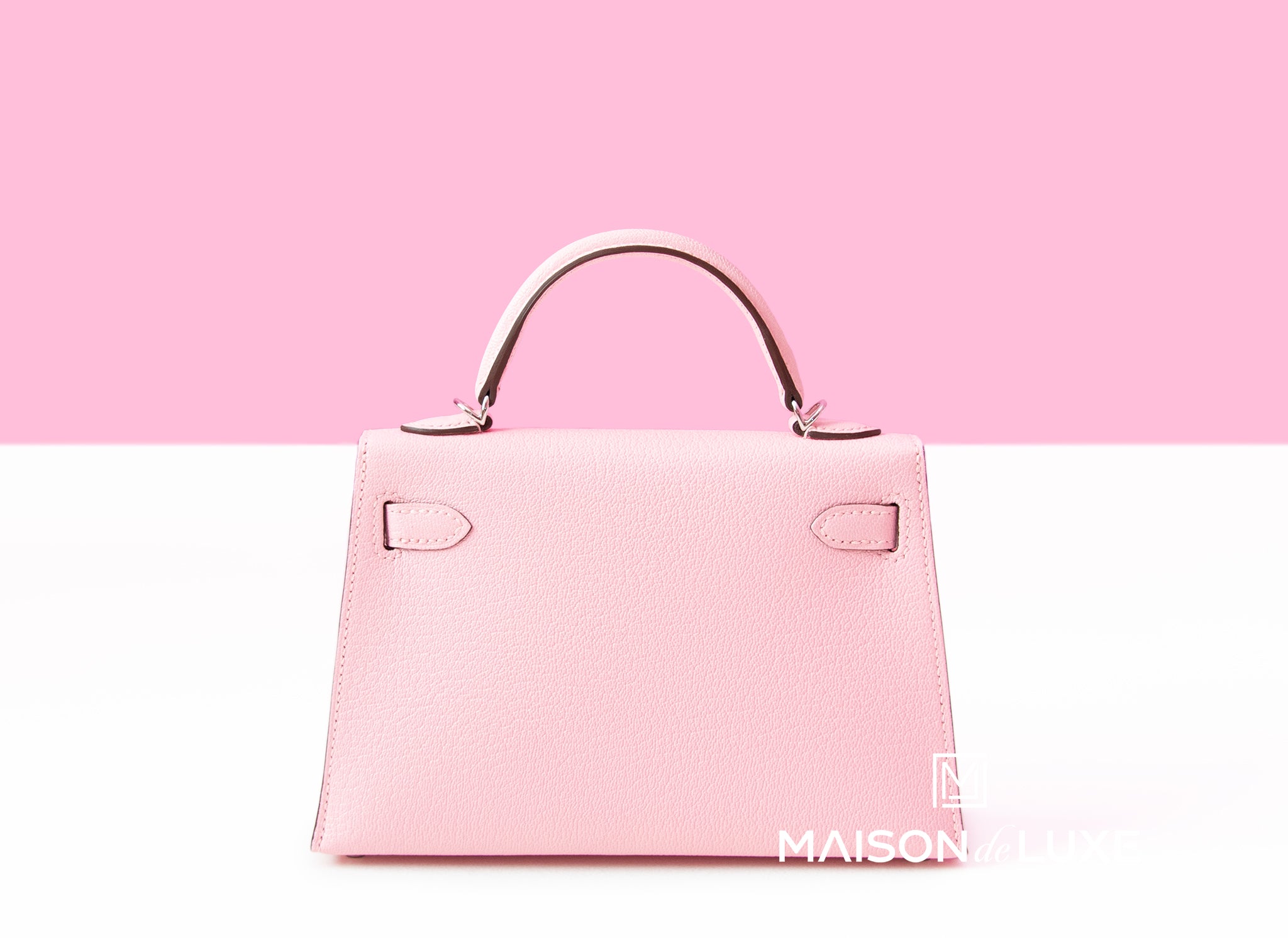 Hermes Mini Kelly II 20 Rose Sakura & Gris Perle Chèvre - MAISON de LUXE