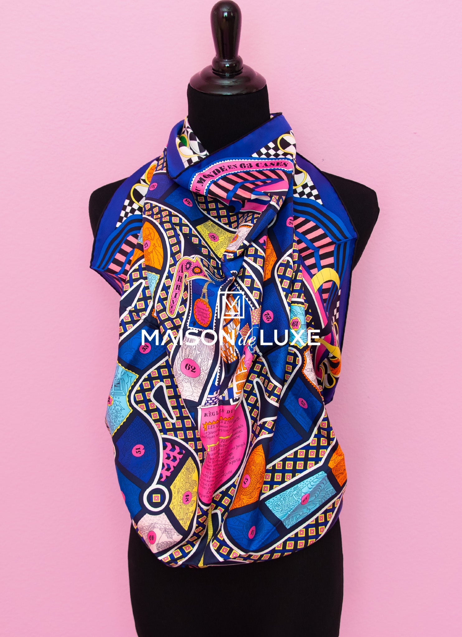 Hermes Le Tour du Monde en 63 Cases Twill Silk 90 cm Scarf