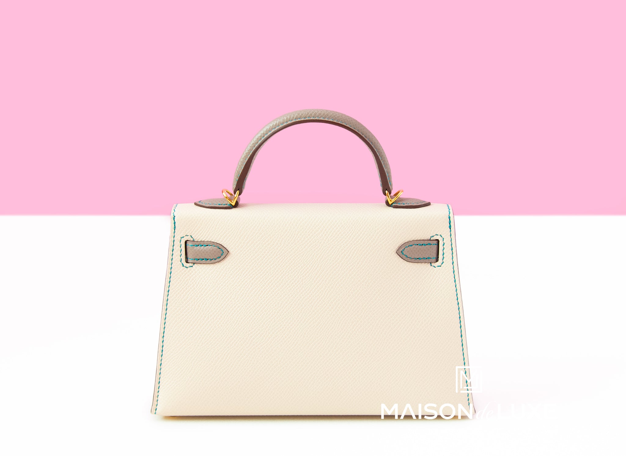 Hermes Craie White Epsom Mini Kelly II 20 cm Bag Pochette Clutch