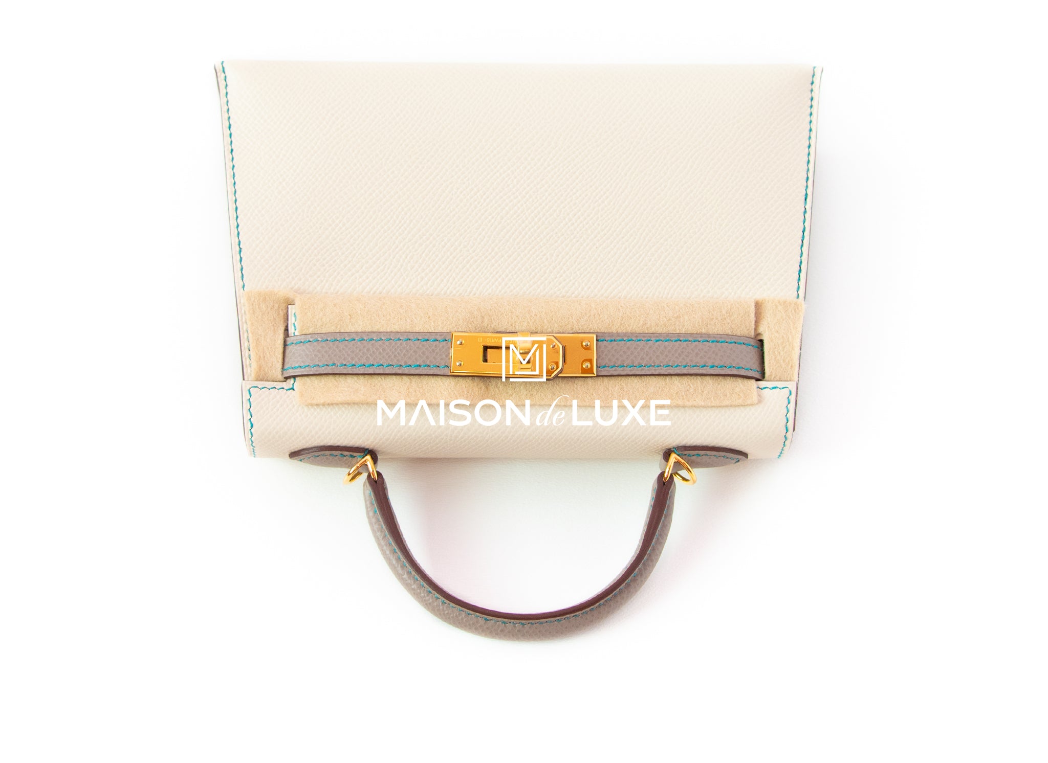 Hermes Craie White Epsom Mini Kelly II 20 cm Bag Pochette Clutch