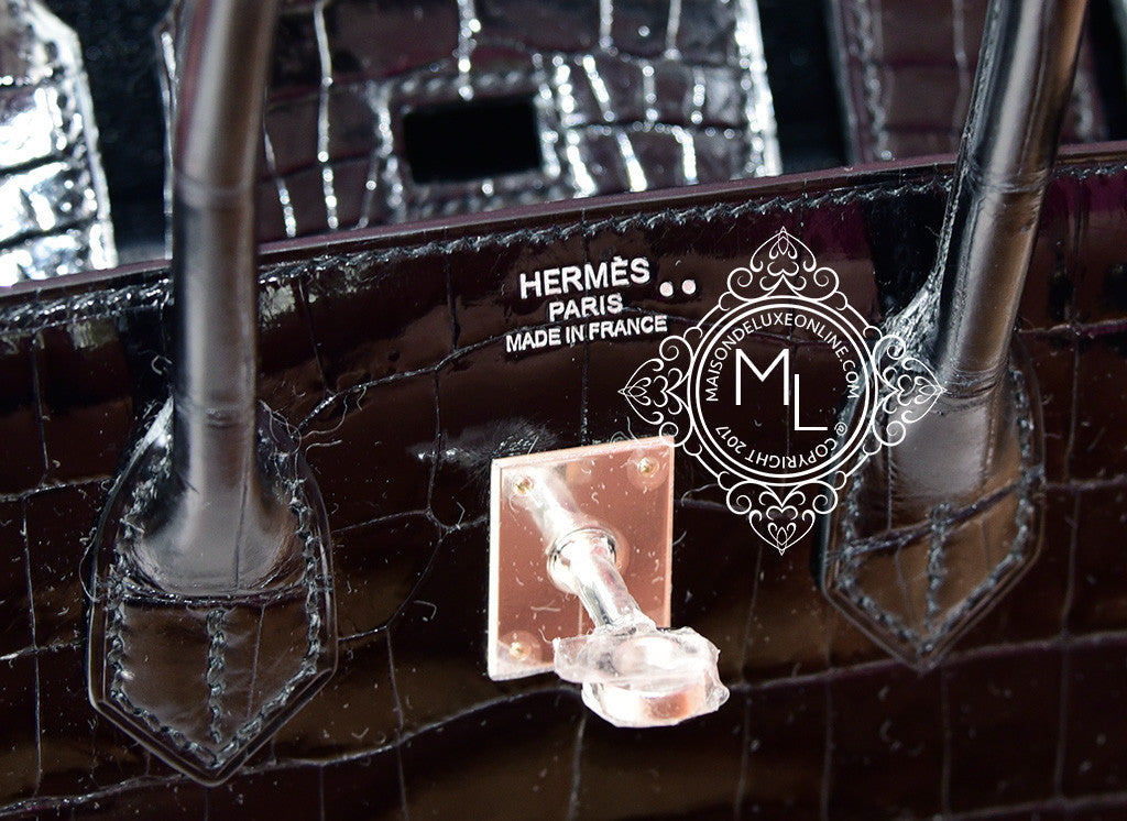 Hermes Black Matte Crocodile Palladium Birkin 25 Handbag Kelly Bag – MAISON  de LUXE