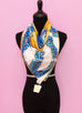 Hermes "Baobab Cat" White Twill Silk 90 cm Scarf