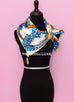 Hermes "Baobab Cat" White Twill Silk 90 cm Scarf