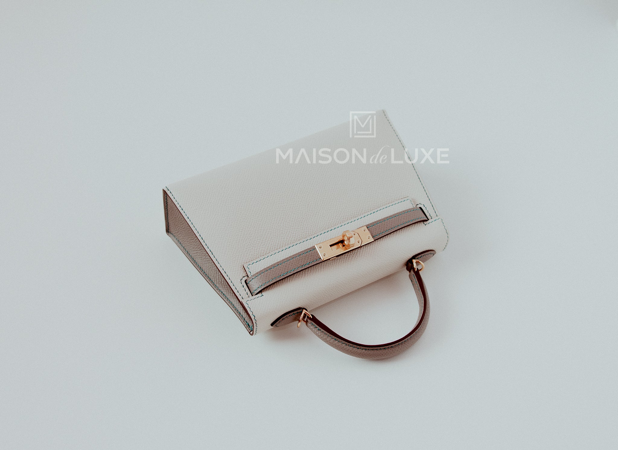 Hermes Craie White Epsom Mini Kelly II 20 cm Bag Pochette Clutch