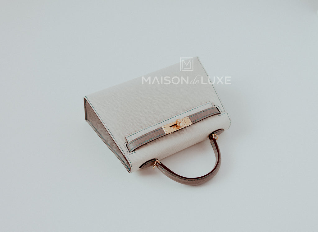 Hermes Mini Kelly 20 Nata Gris Meyer and Chai Tri Color