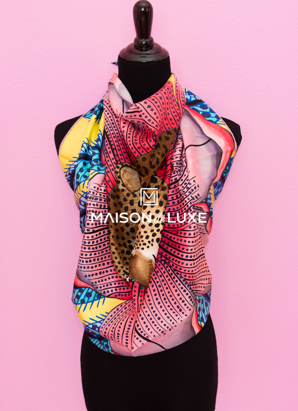 Hermes "Baobab Cat" Yellow Twill Silk 90 cm Scarf