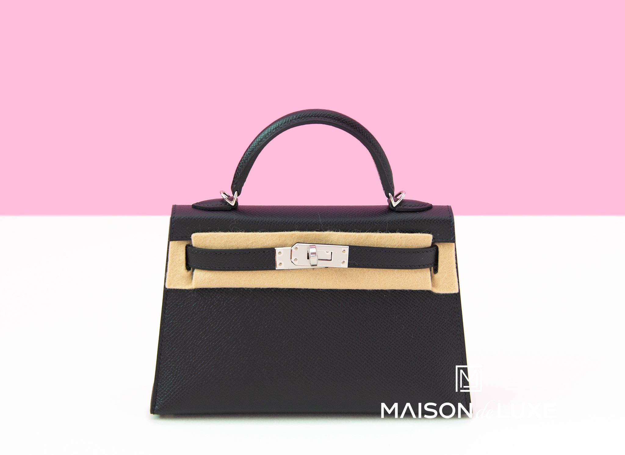 Hermes Noir Black PHW Swift Mini Kelly Pochette Clutch - MAISON de LUXE