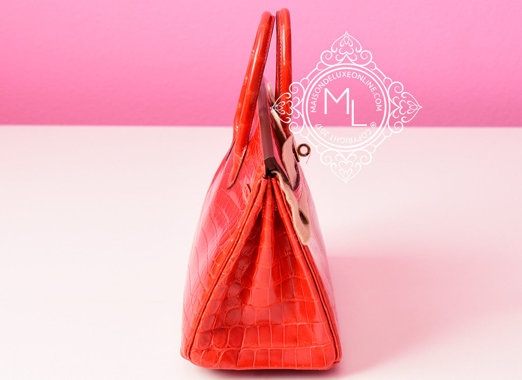 HERMES ROSE SCHEHERAZADE PINK CROCODILE BIRKIN 30 KELLY – MAISON de LUXE