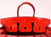 Hermes Geranium Red Crocodile Gold Birkin 25 Handbag