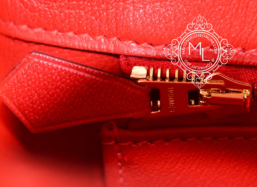 Hermes Geranium Red Crocodile Gold Birkin 25 Handbag Kelly Constance –  MAISON de LUXE