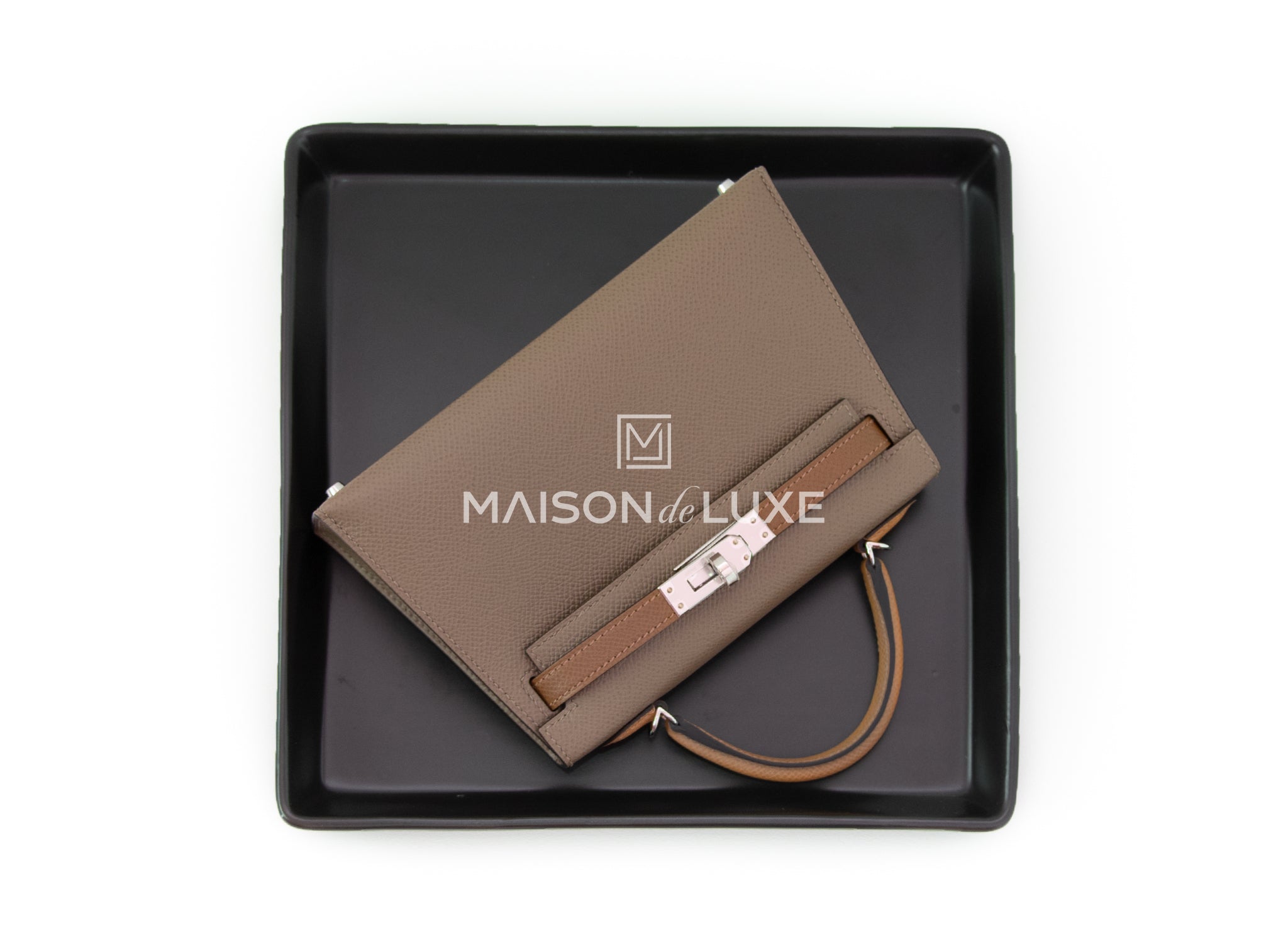 Hermes Etoupe Gray Epsom Mini Kelly II 20 cm Bag Pochette Clutch – MAISON  de LUXE