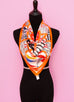 Hermes "Jeu de Soie" Orange Twill Silk 90 cm Scarf