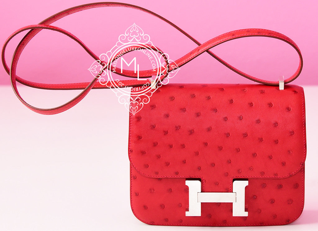 Replica Hermes Constance 18 Handmade Bag In Red Ostrich Leather