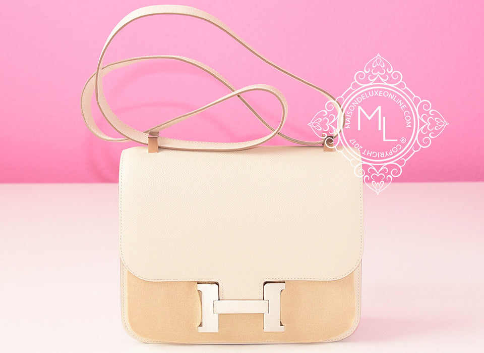 Hermes Craie White Epsom Constance MM 24/25 Handbag