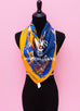 Hermes "Pani La Shar Pawnee" Blue Wash Twill Silk 90 cm Scarf